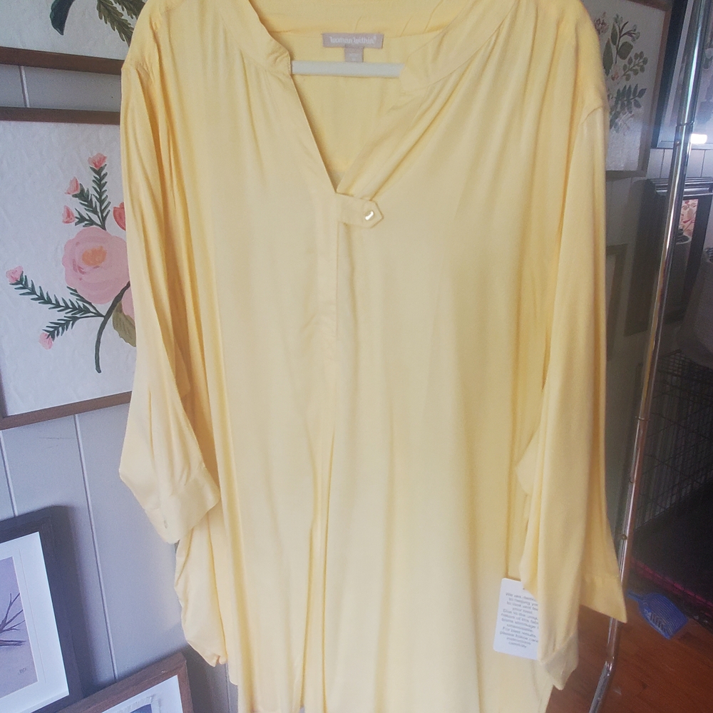 Woman Within Light Yellow Tunic Top